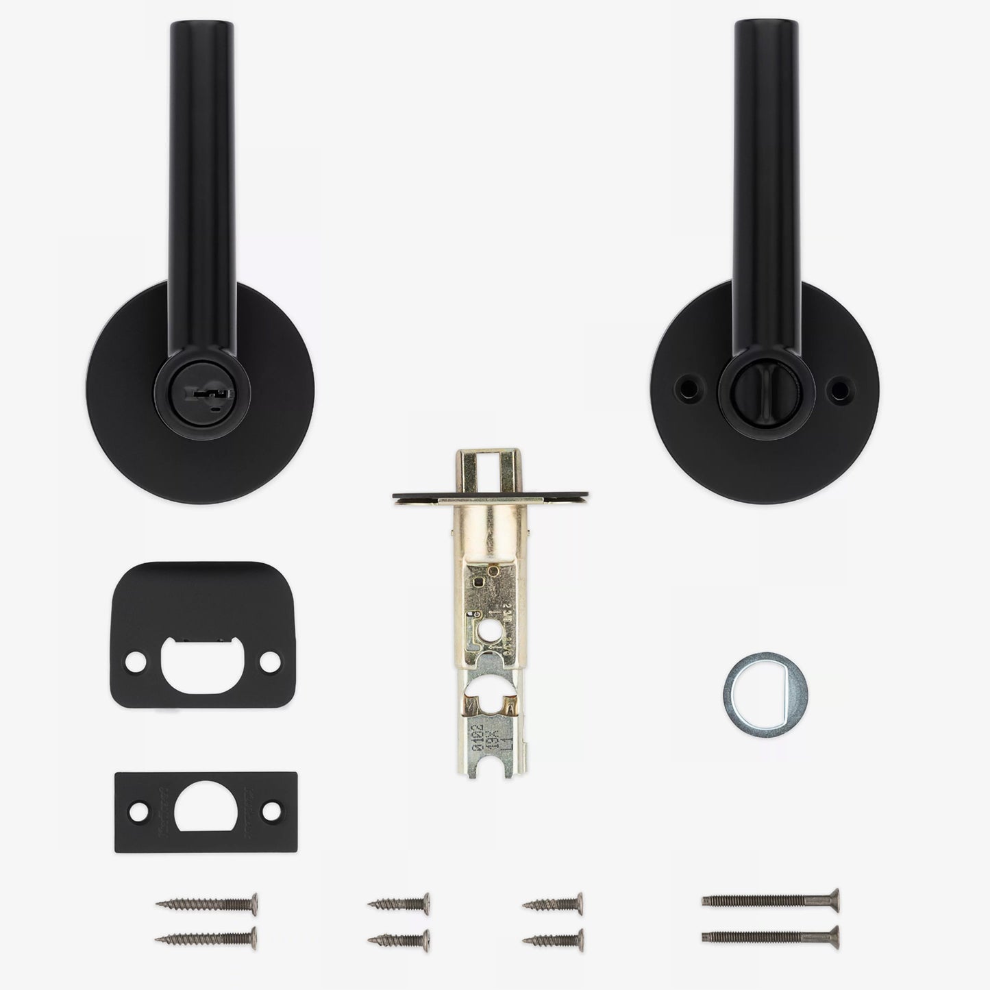 Kwikset Milan Round Keyed Lever Handle for Exterior and Entry Doors in Matte Black Finish