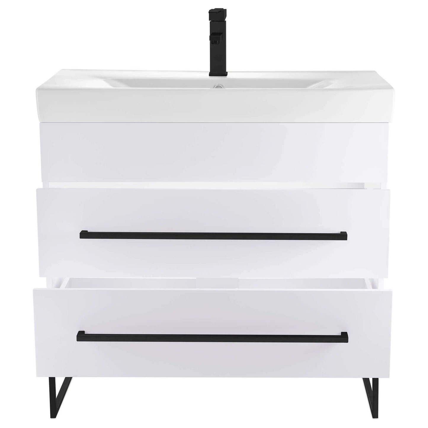 Fine Fixtures Concordia 36" Bathroom Vanity with Sink, White or Gray Marble