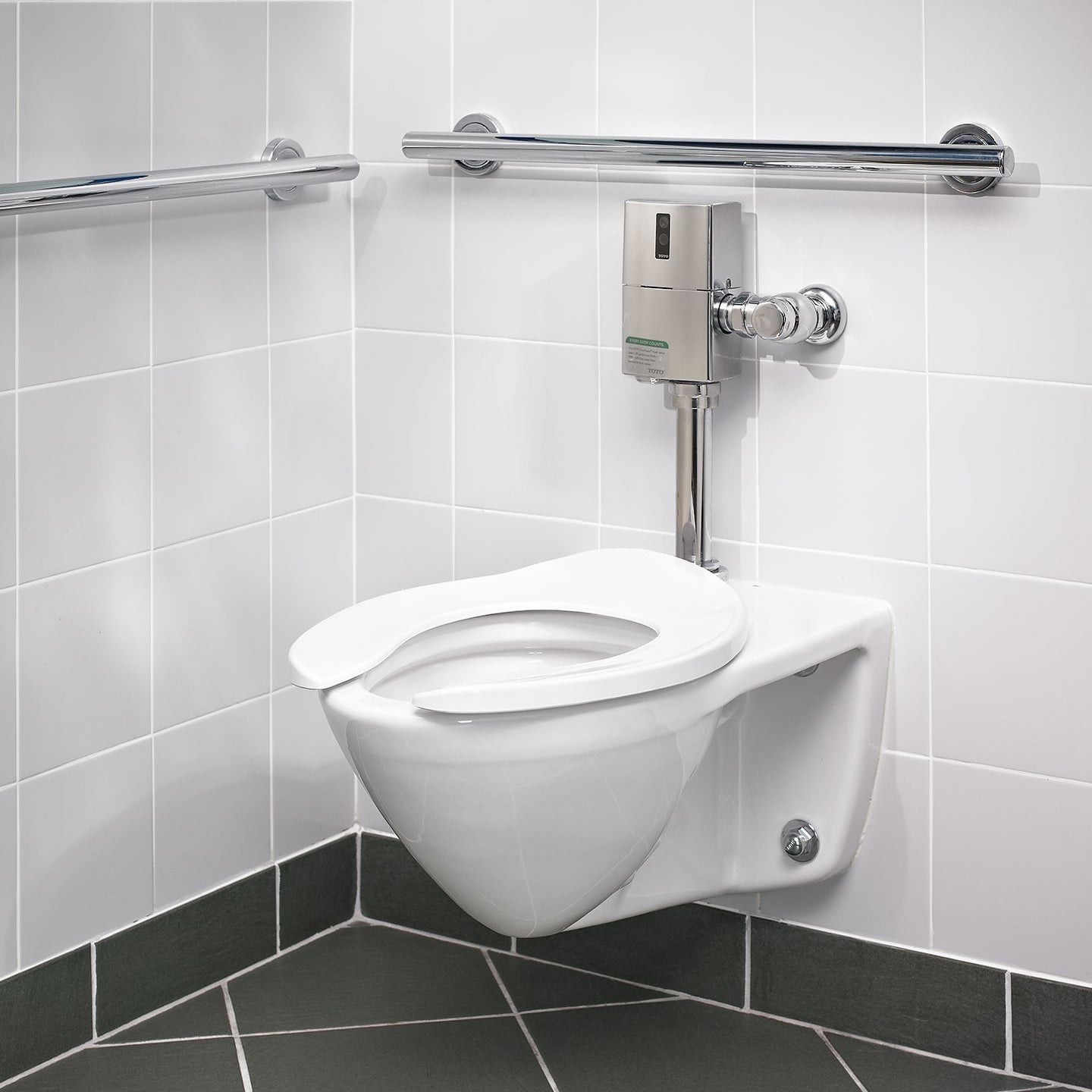 TOTO High Efficiency Wall Mount Commercial Flushometer Toilet with CEFIONTECT Ceramic Glaze