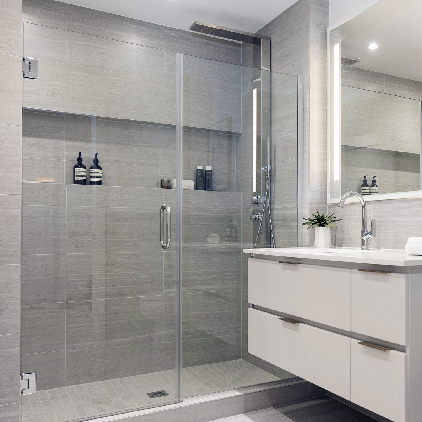 SASHA 60" Massage Jet Shower System with Handshower, Diverter, and Mixing Valve