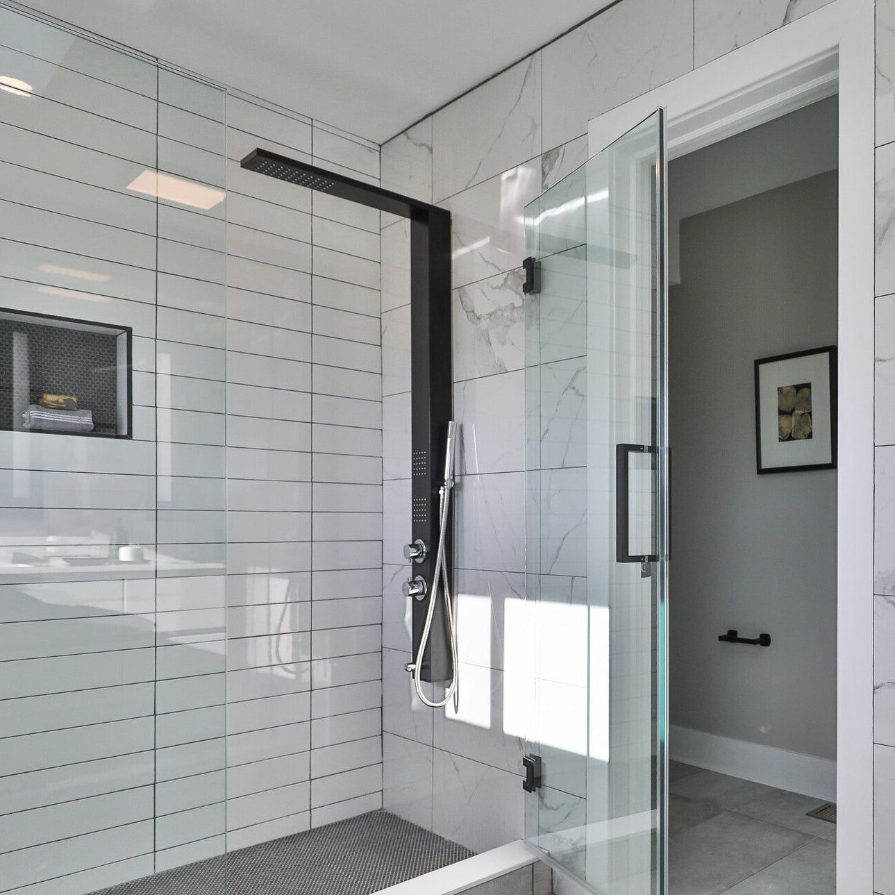 SASHA 60" Massage Jet Shower System with Handshower, Diverter, and Mixing Valve