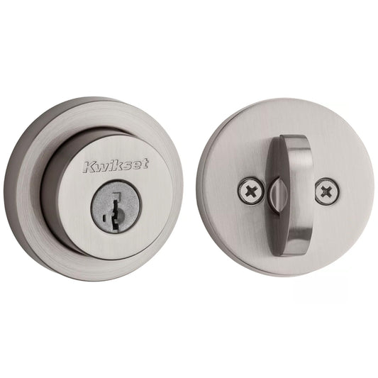 Kwikset Milan Round Deadbolt, Keyed One Side with SmartKey Technology in Satin Nickel