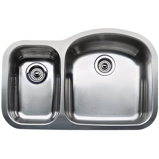 Blanco Wave Plus 31" Undermount Double Bowl Stainless Steel Kitchen Sink