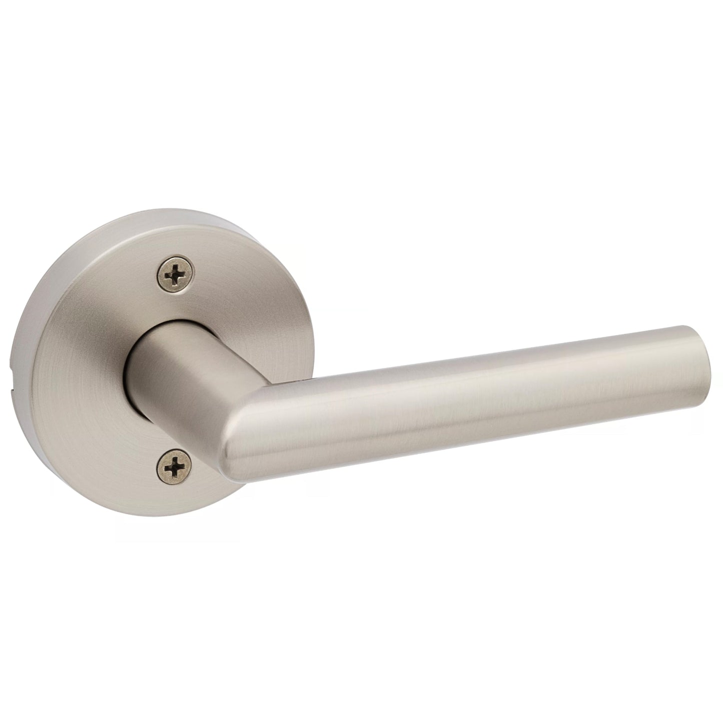 Kwikset Milan Round Lever Handle for Interior Doors in Satin Nickel, Easy Installation