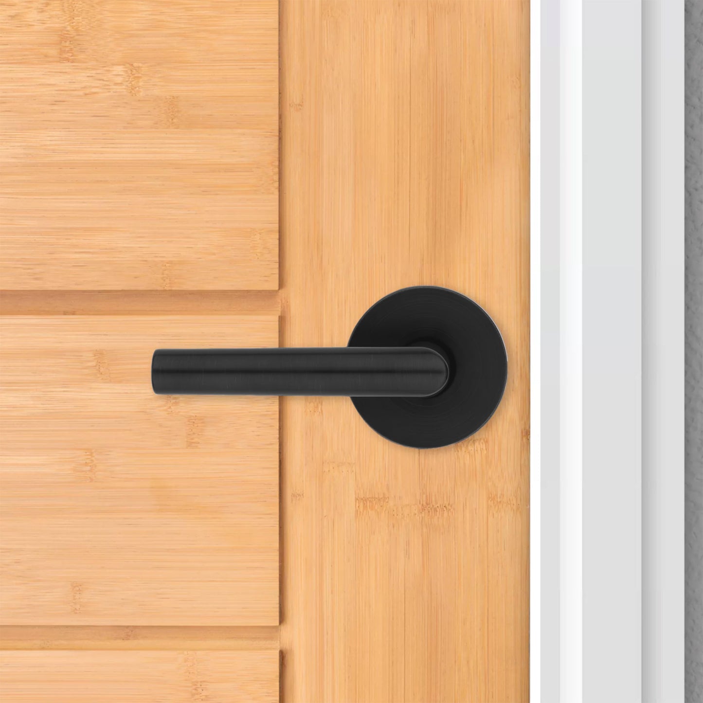 Kwikset Milan Round Lever Handle for Interiors Hall/Closet Doors in Matte Black Finish