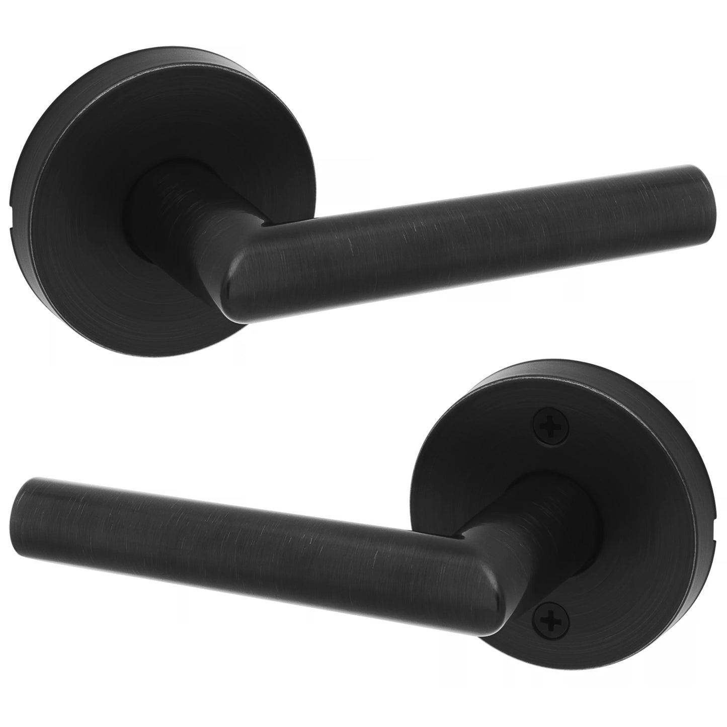 Kwikset Milan Round Lever Handle for Interiors Hall/Closet Doors in Matte Black Finish