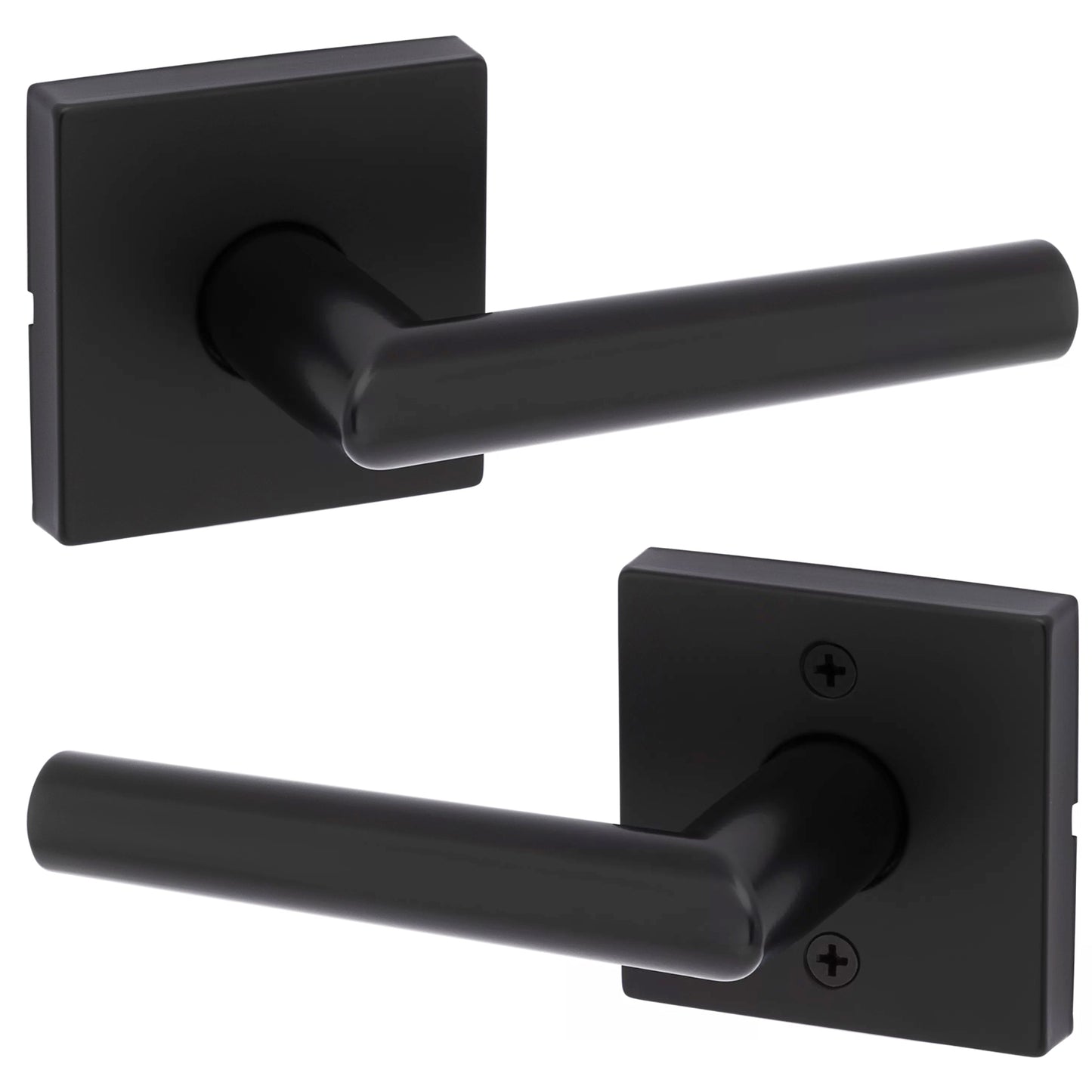 Kwikset Milan Square Lever Handle for Closet/Hall Interior Doors, Matte Black