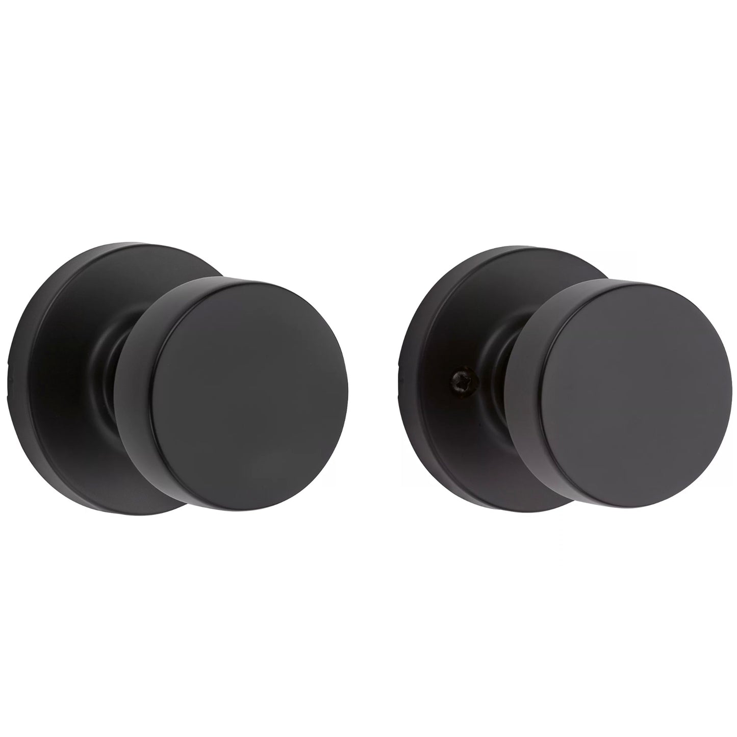 Kwikset Round Pismo Hall/Closet Passage Door Knob for Interior Doors in Matte Black Finish