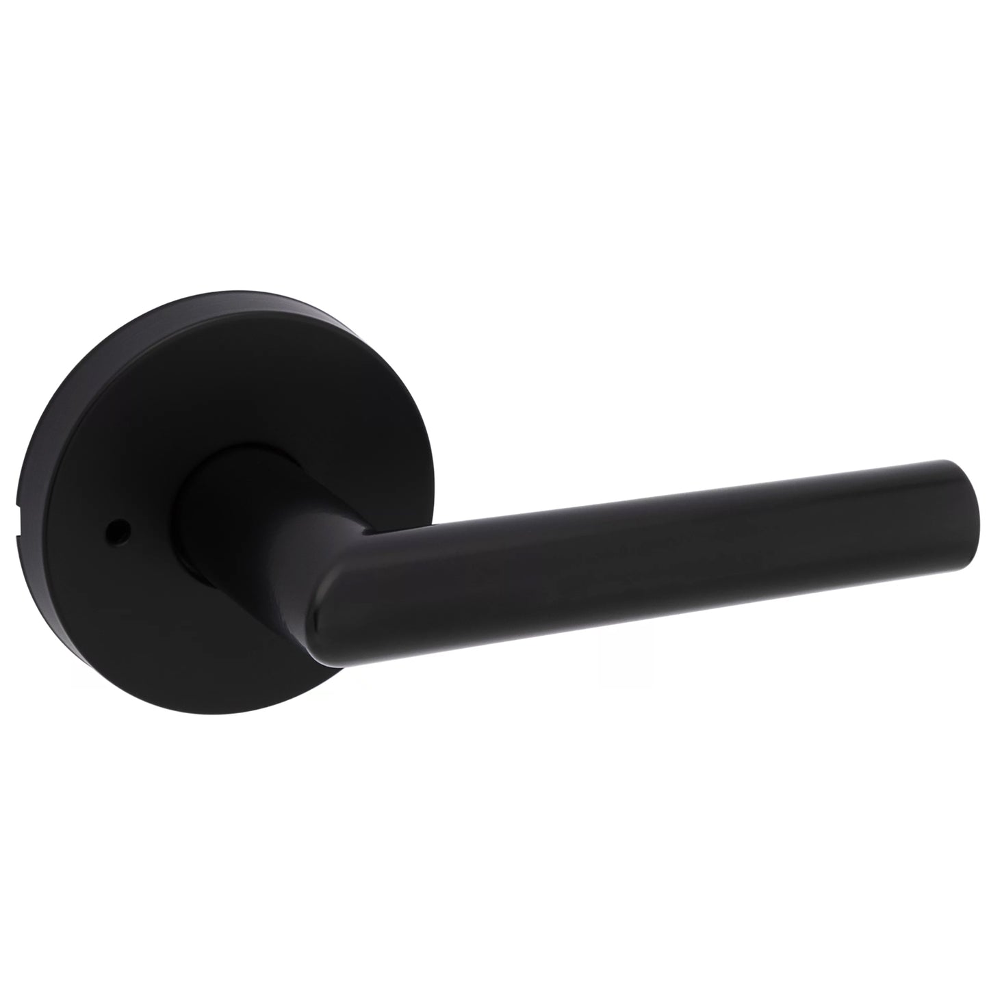 Kwikset Round Milan Lever Handle for Bedrooms and Bathrooms in Matte Black Finish