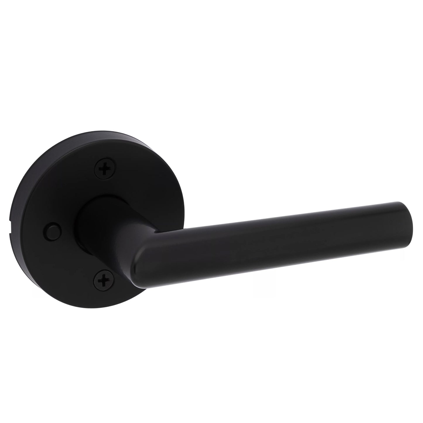 Kwikset Round Milan Lever Handle for Bedrooms and Bathrooms in Matte Black Finish