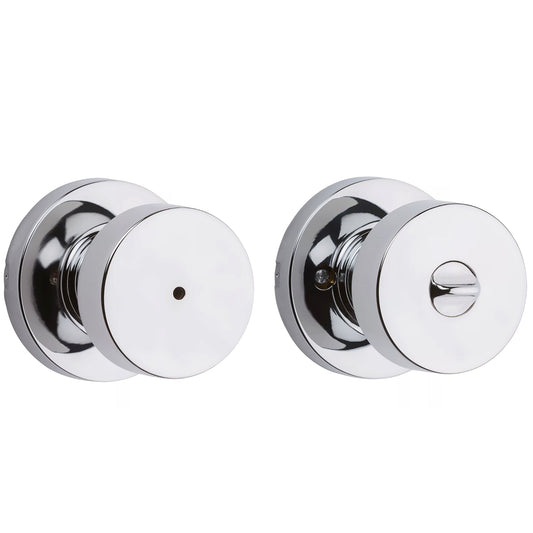 Kwikset Round Pismo Privacy Door Knob for Interior Doors in Polished Chrome Finish