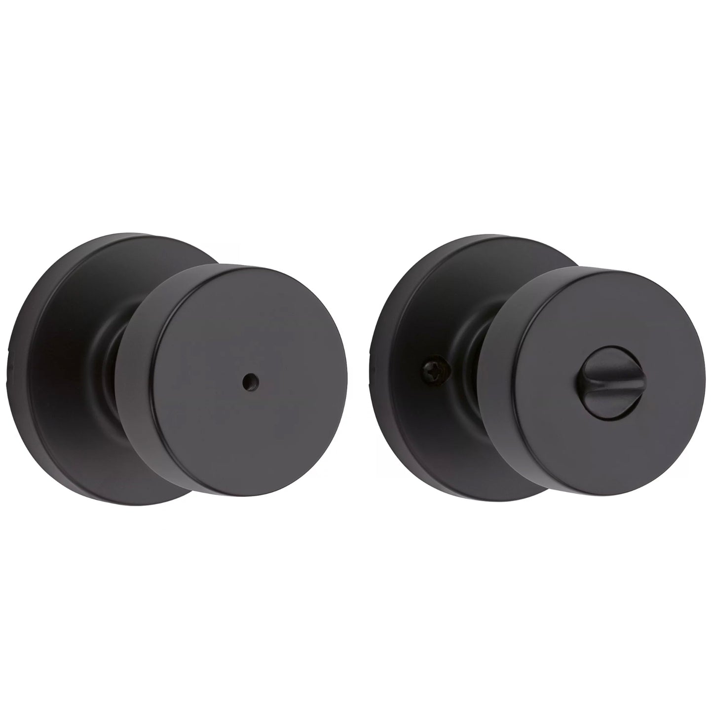 Kwikset Round Pismo Privacy Door Knob for Interior Doors in Matte Black Finish