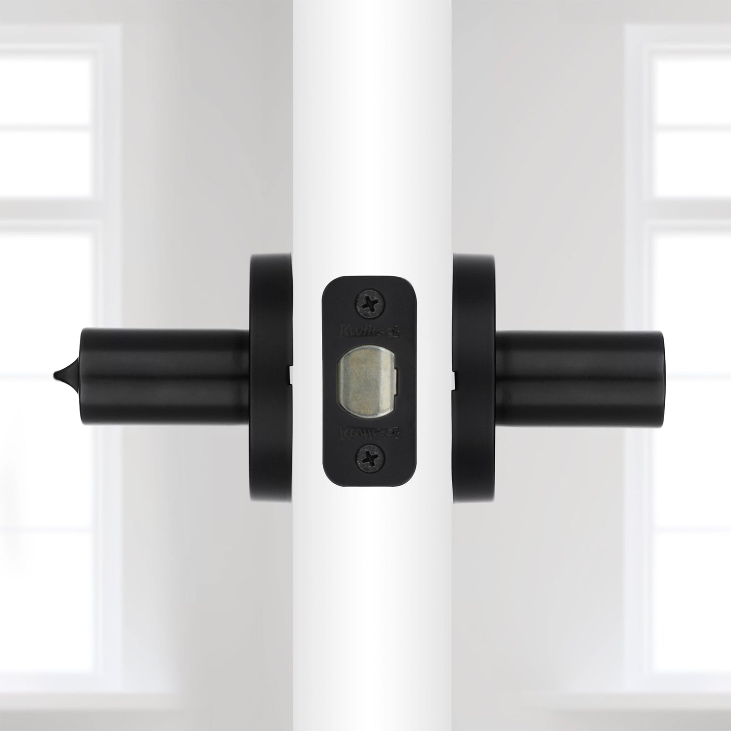 Kwikset Milan Round Keyed Lever Handle for Exterior and Entry Doors in Matte Black Finish