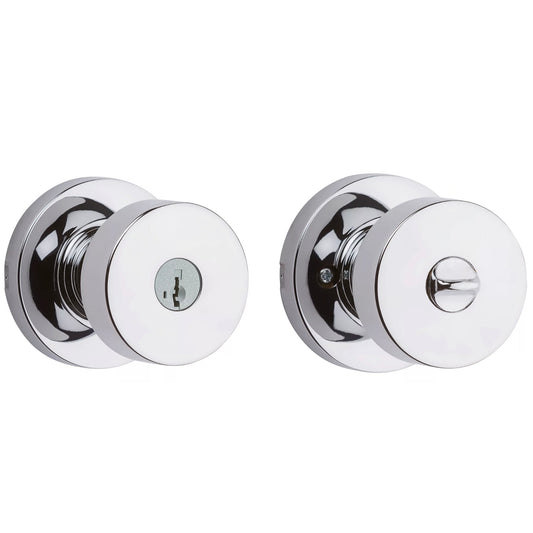 Kwikset Round Pismo Door Knob - Keyed with SmartKey Technology for Exterior Doors, in Chrome