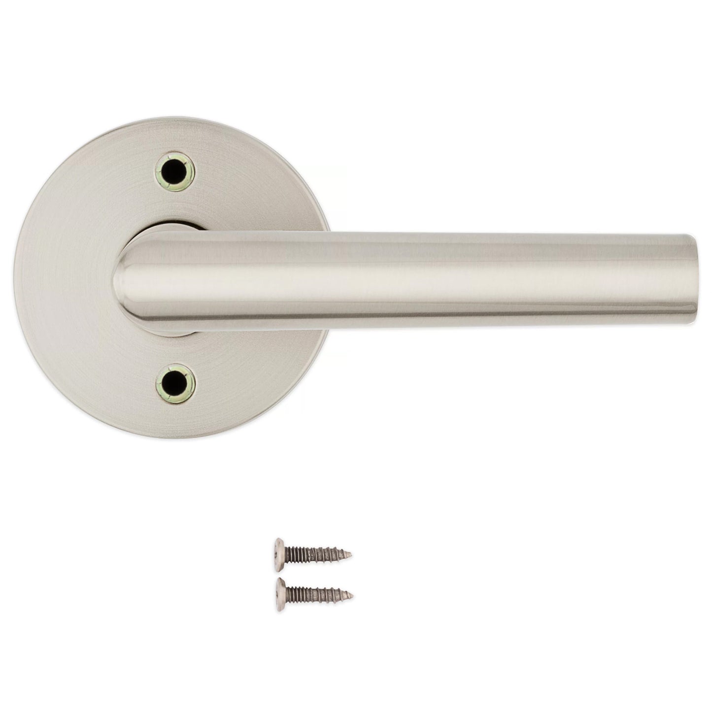 Kwikset Milan Round Dummy Lever Handle, Pull Only, for Interior Doors, Satin Nickel