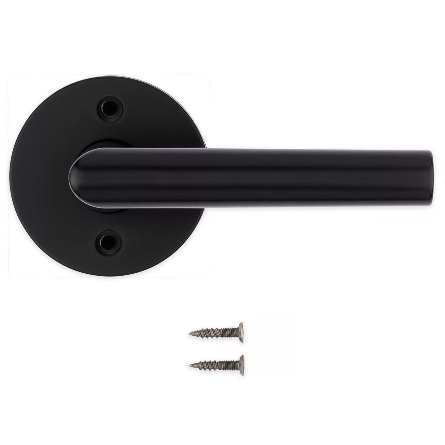 Kwikset Milan Round Lever Handle for Interiors Doors, Pull Only, Matte Black Finish