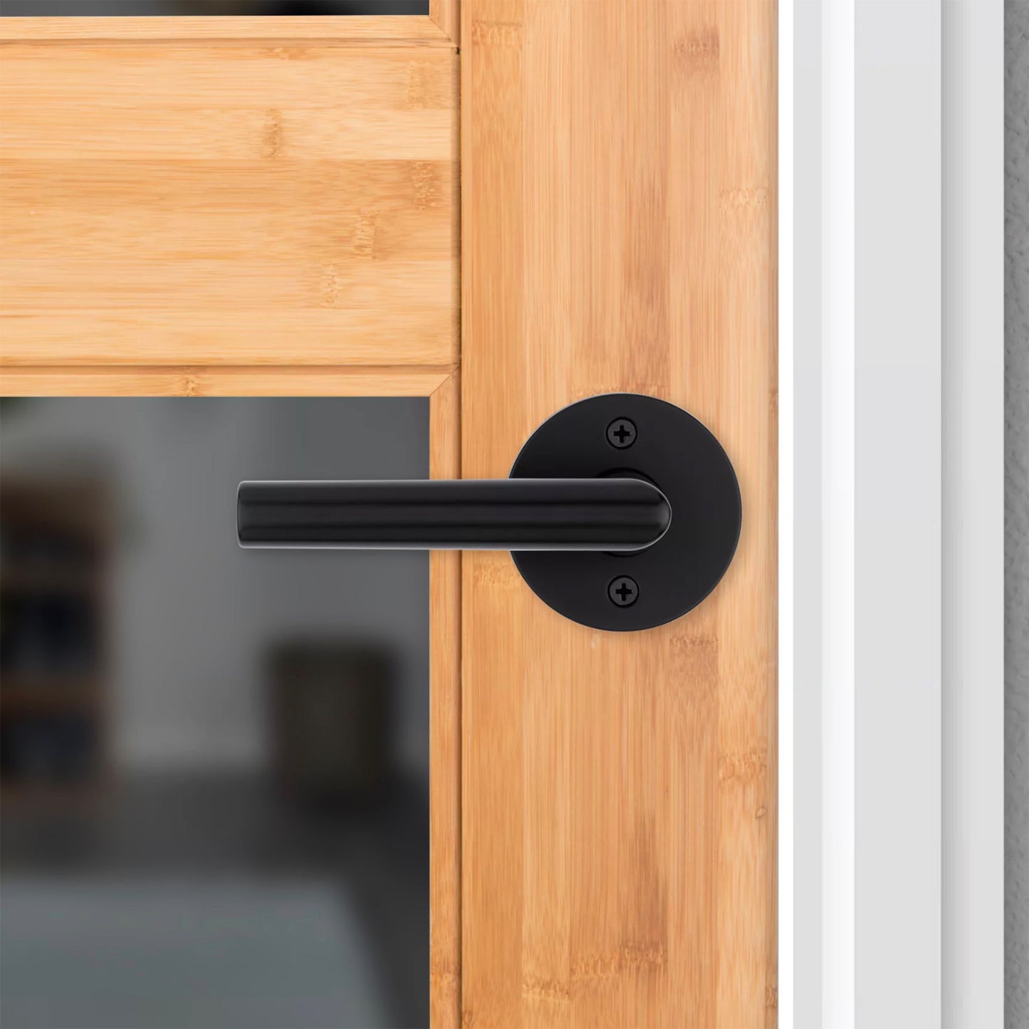 Kwikset Milan Round Lever Handle for Interiors Doors, Pull Only, Matte Black Finish