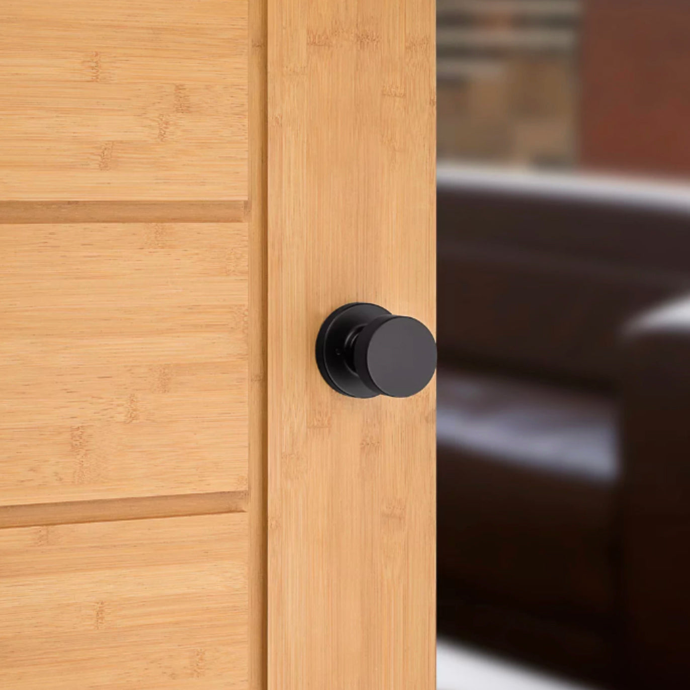 Kwikset Pismo Round Pull-Only Door Knob for Interior Doors in Matte Black Finish