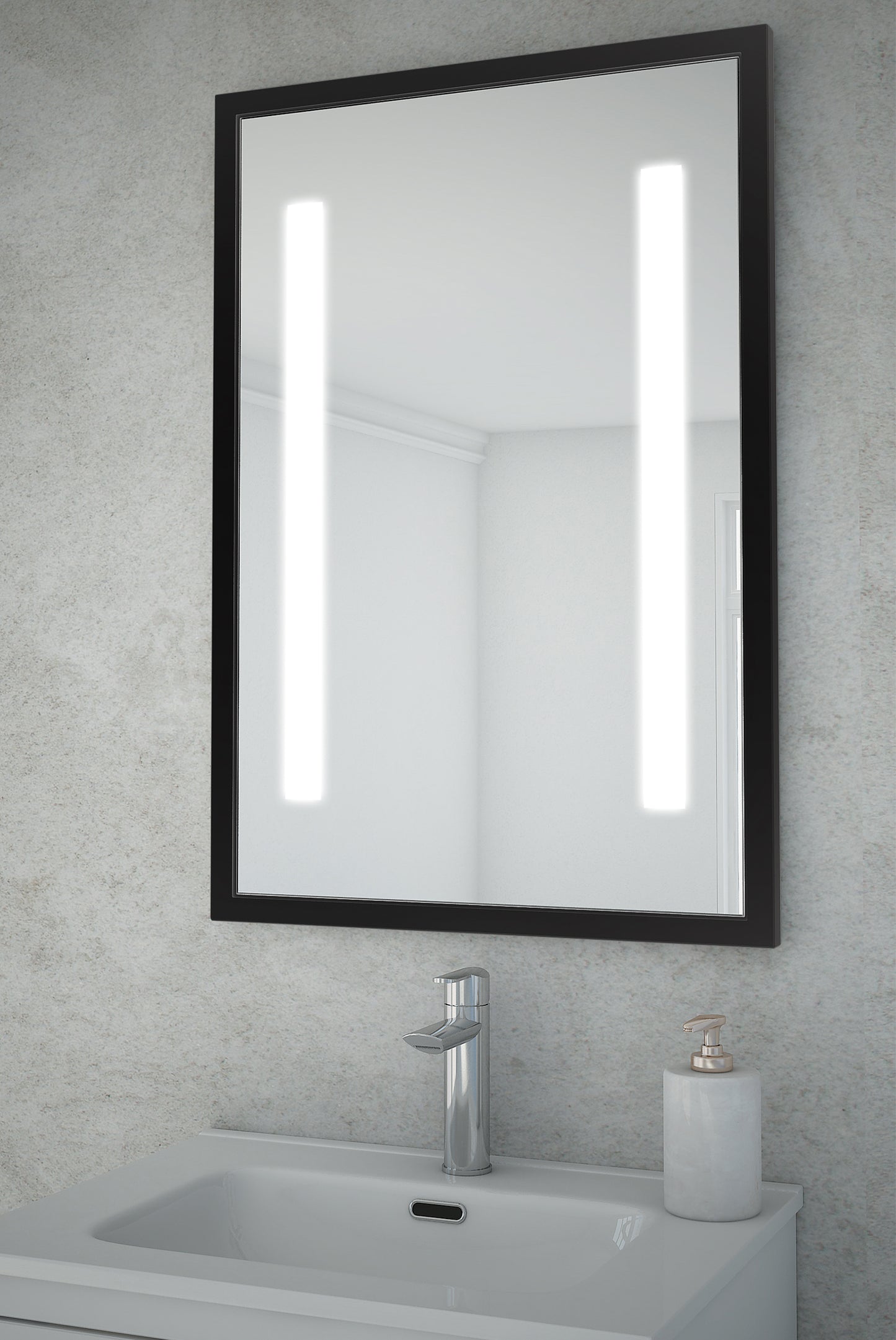 Baden Haus Retro Collection 35.5"H x 23"W Anti-Fog LED Mirror with Matte Black Frame