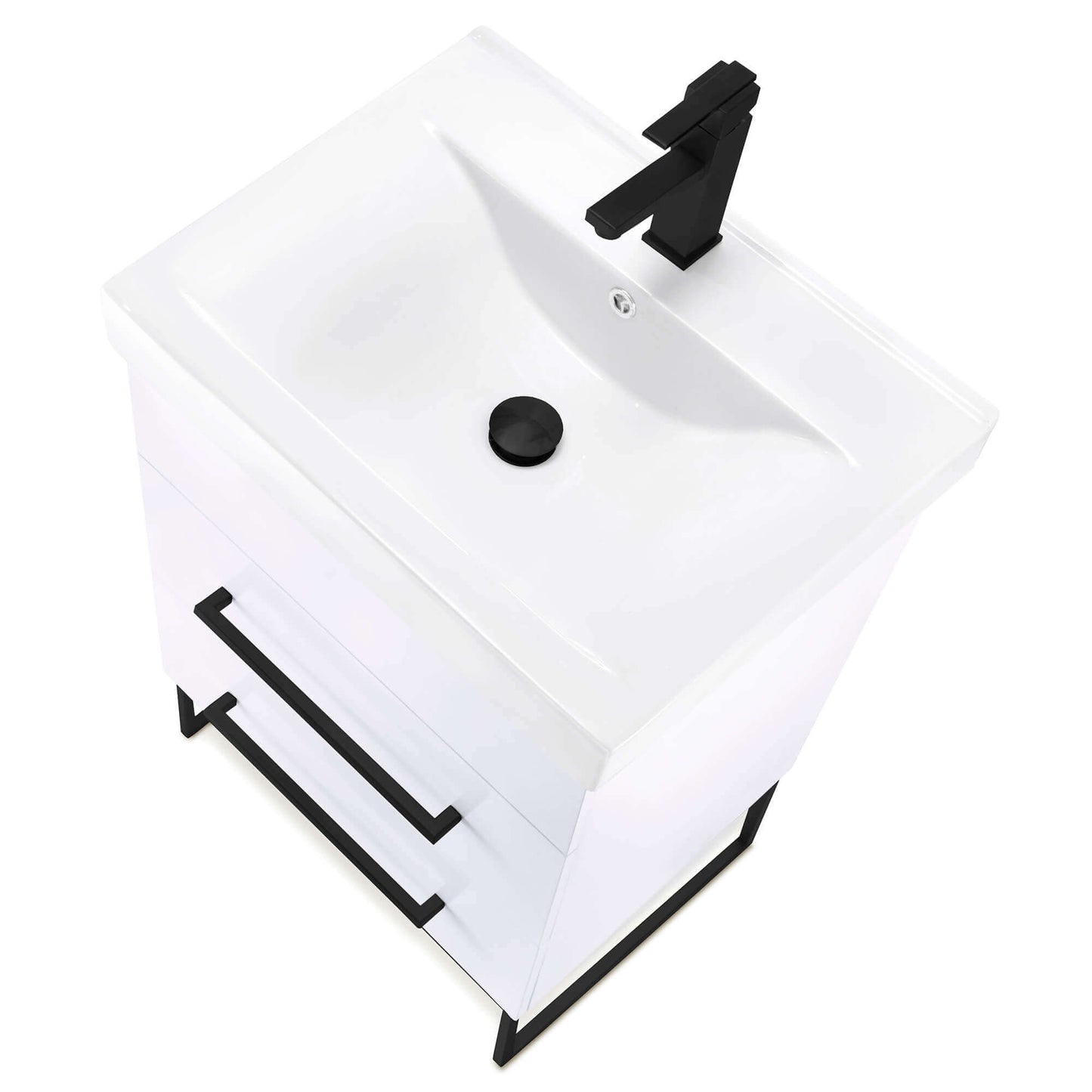 Fine Fixtures Concordia 24" Bathroom Vanity with Sink in Matte White with Black Hardware