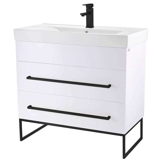 Fine Fixtures Concordia 36" Bathroom Vanity with Sink, White or Gray Marble