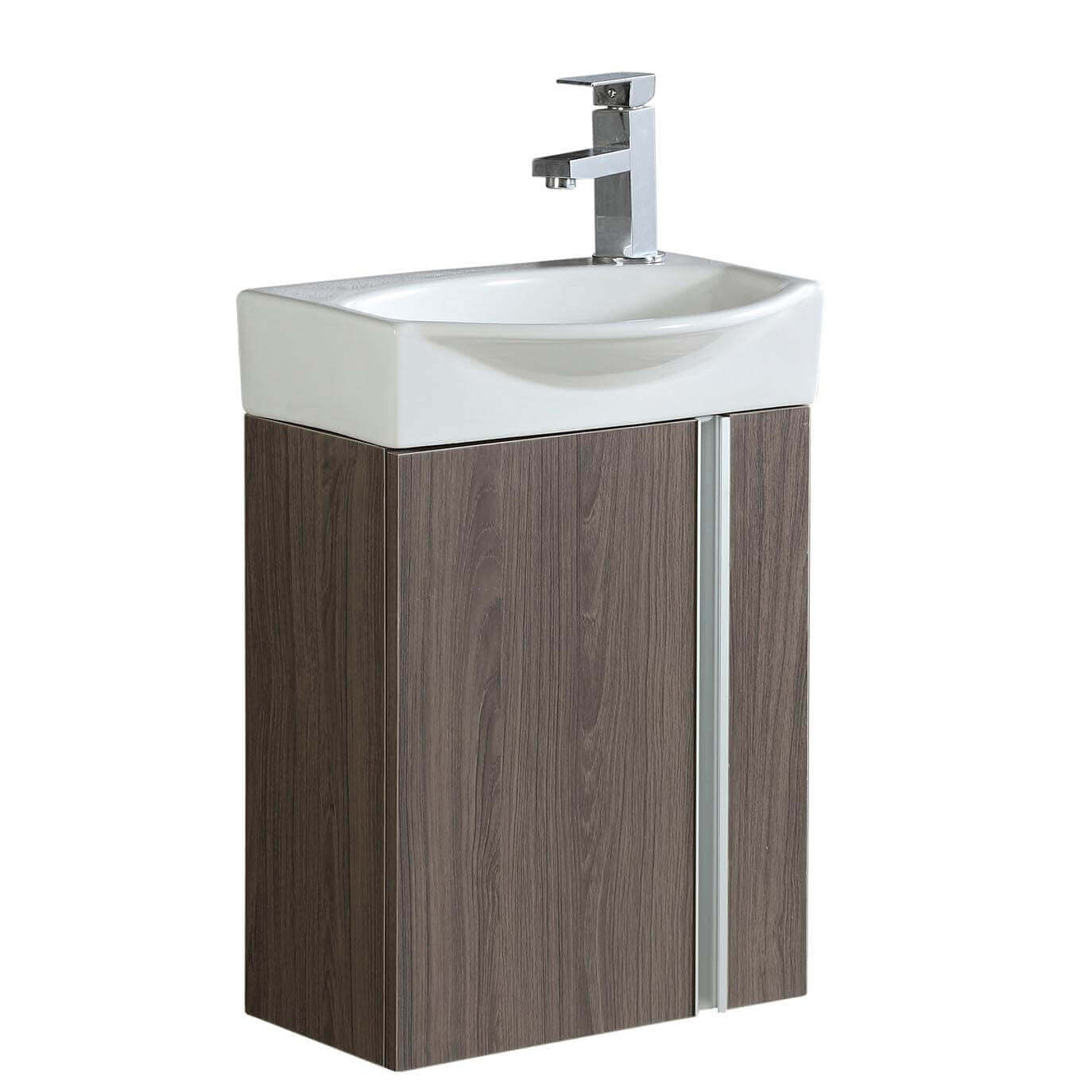 Fine Fixtures 18" Compacto Small Bathroom Vanity with Sink, Wall Mount, Gray Taupe