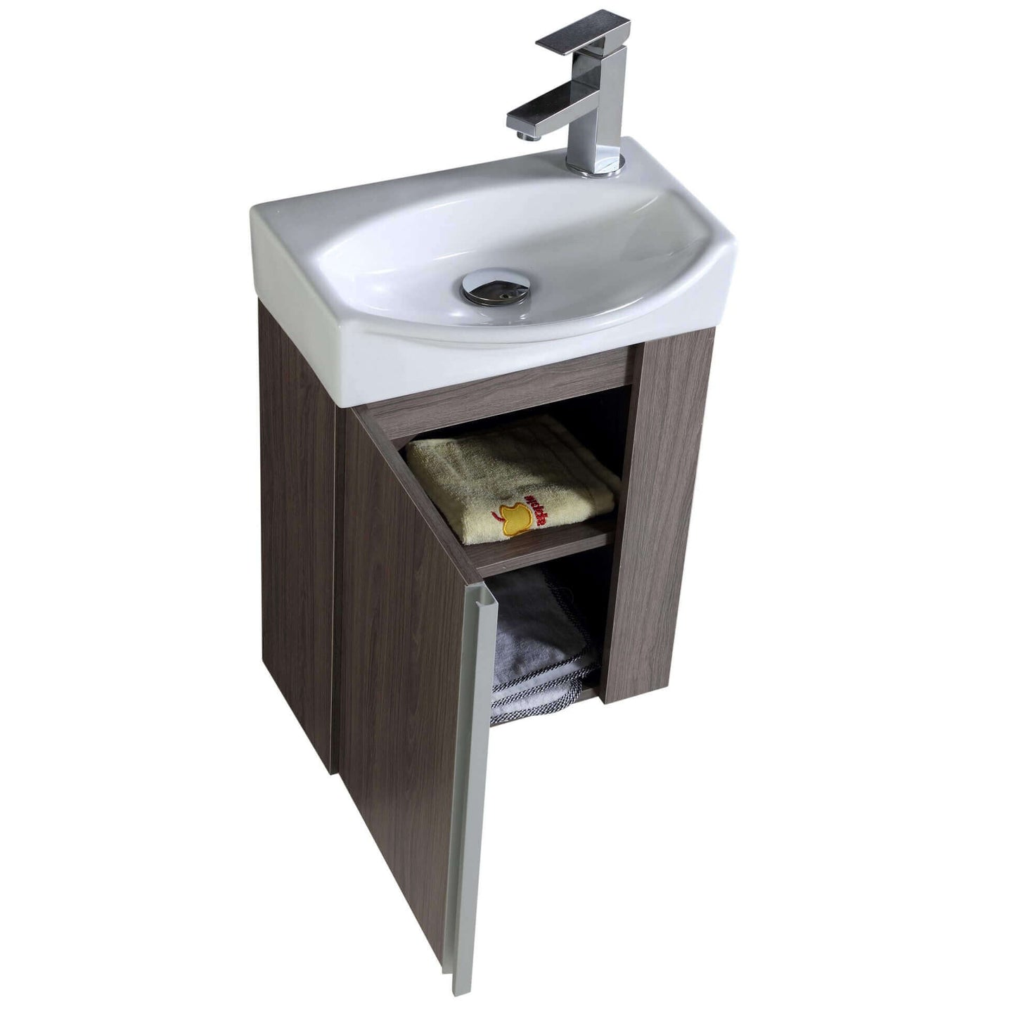 Fine Fixtures 18" Compacto Small Bathroom Vanity with Sink, Wall Mount, Gray Taupe