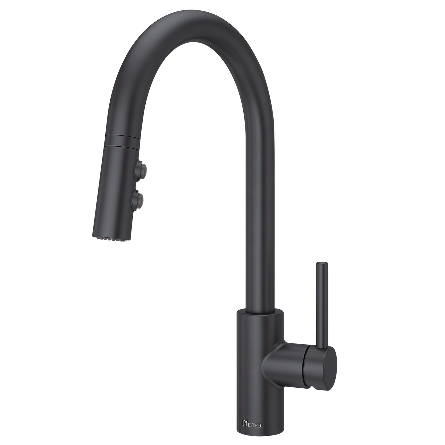 Pfister Stellen 1-Handle Pull-Down Kitchen Faucet in Matte Black Finish with Deck Plate