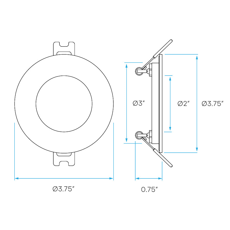 Luxrite 3" Round 5CCT Dimmable Canless Wafer Spotlight with Driver