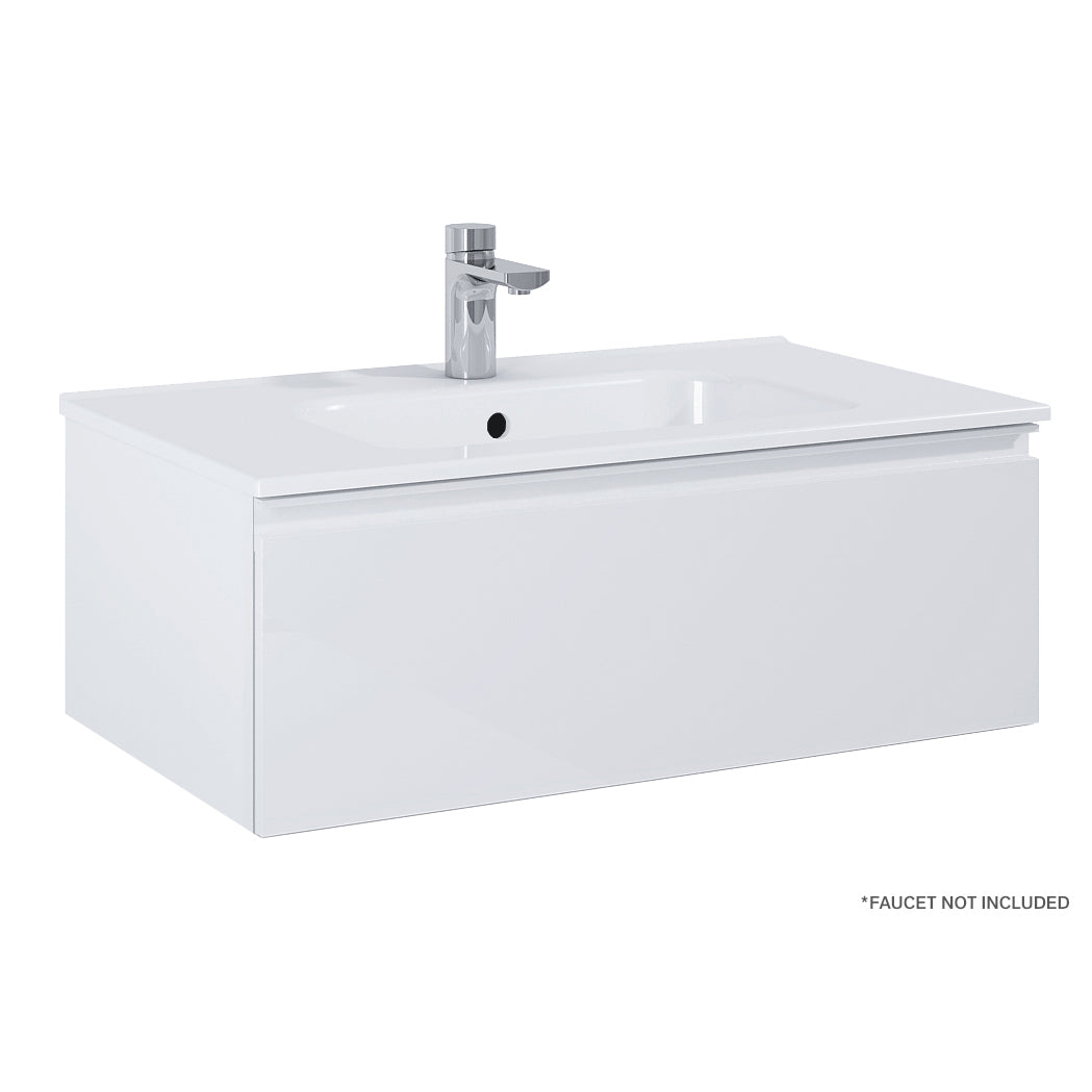 Royo Vida 32" x 18" Gloss White Modern Minimalist Wall-Mounted Vanity with Sink