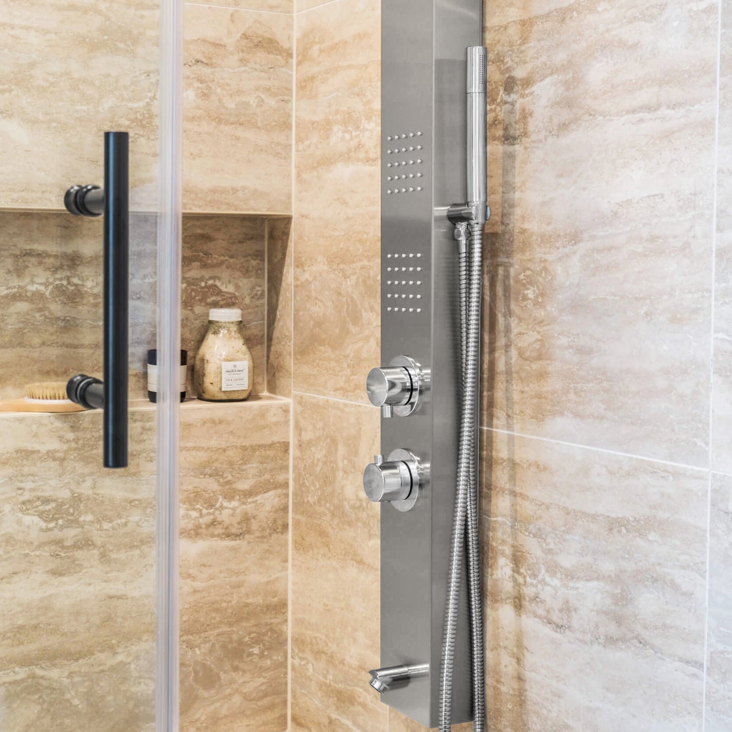 SASHA 60" Massage Jet Shower System with Handshower, Diverter, and Mixing Valve