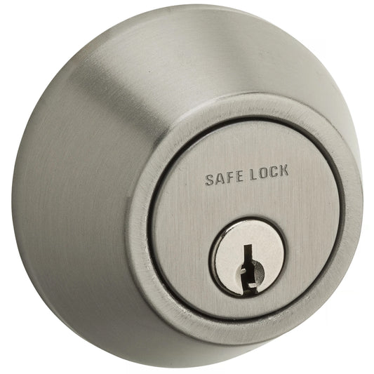 Kwikset SafeLock Round Master-Keyed Exterior Deadbolt, Keyed One Side in Satin Nickel