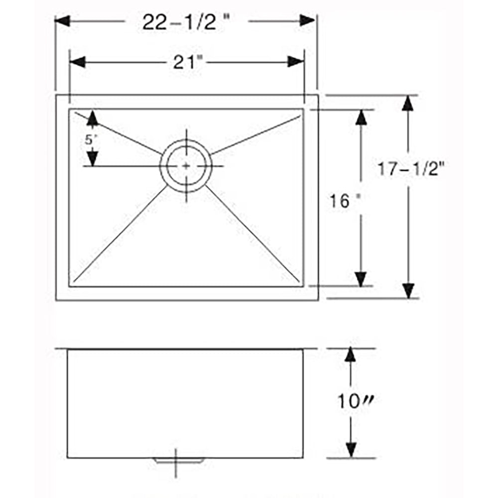 Lenova 23-inch Undermount Single Bowl 16 Gauge Stainless Steel Kitchen Sink