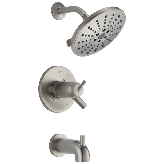 Delta Trinsic TempAssure 17T Series H2Okinetic Tub and Shower Trim in Stainless Steel Finish