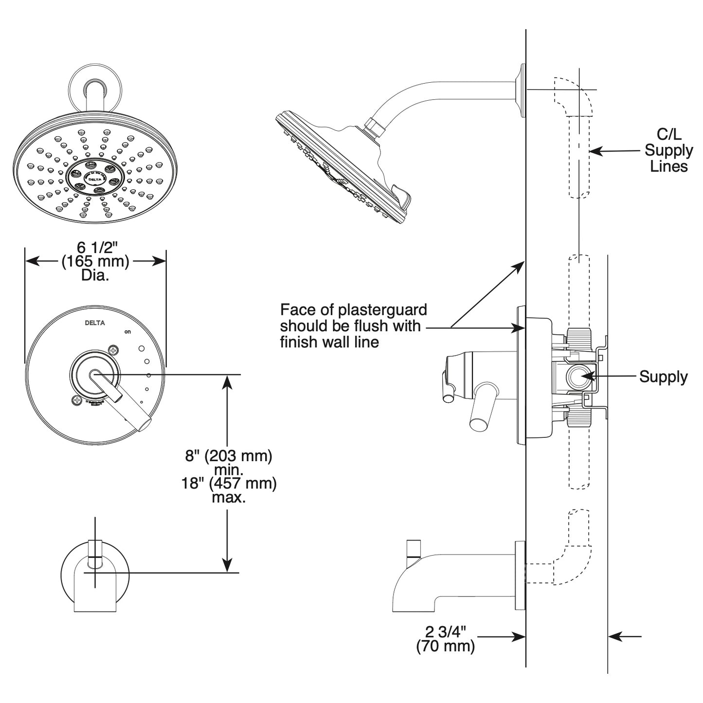 Delta Trinsic TempAssure 17T Series H2Okinetic Tub and Shower Trim in Stainless Steel Finish