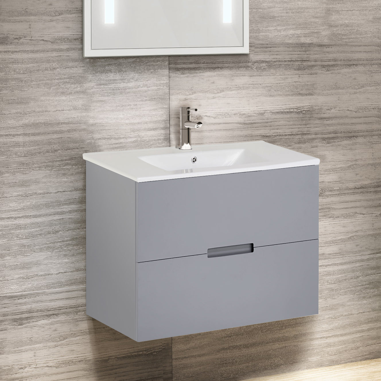 Sasha 24" Gray Bathroom Vanity with 2 Drawers and Sink