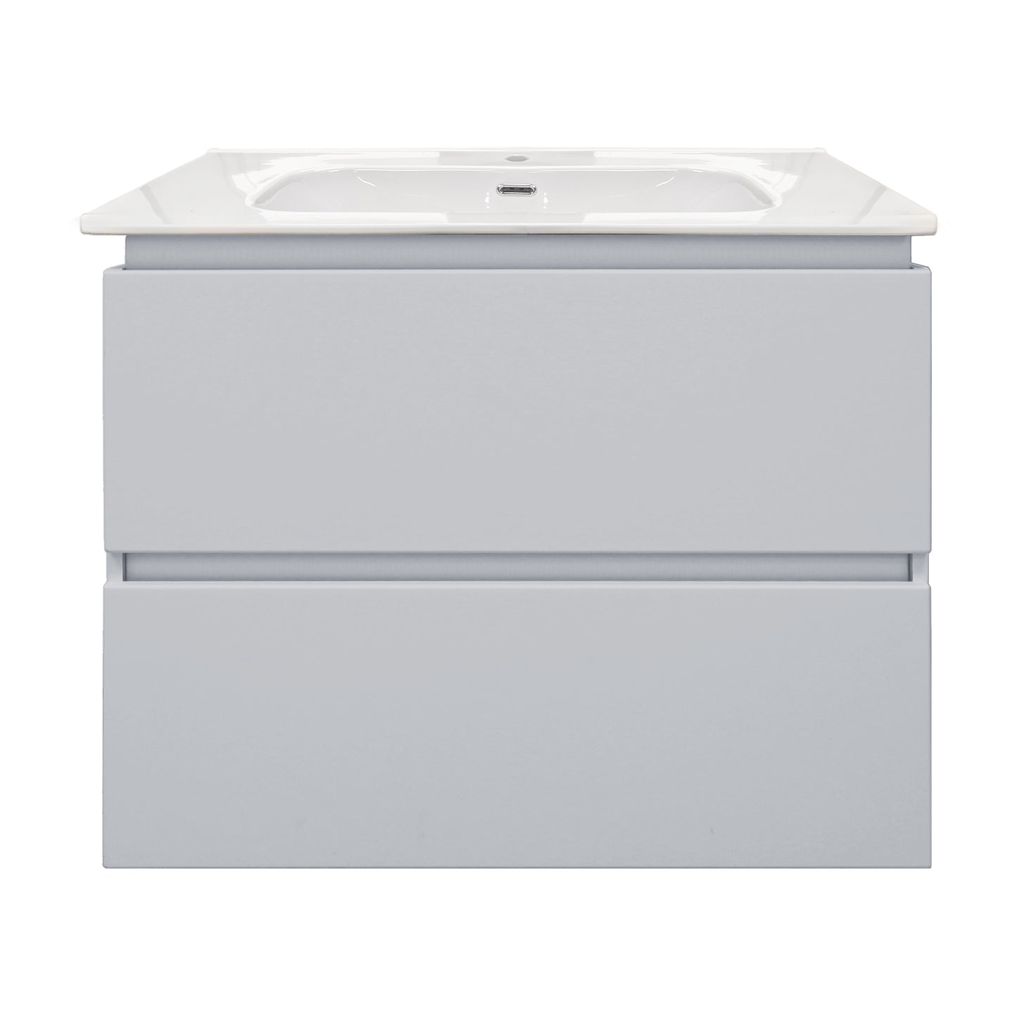 Baden Haus AVRIL Bathroom Vanity with Sink and 2 Smooth Closing Drawers, Matte Light Gray