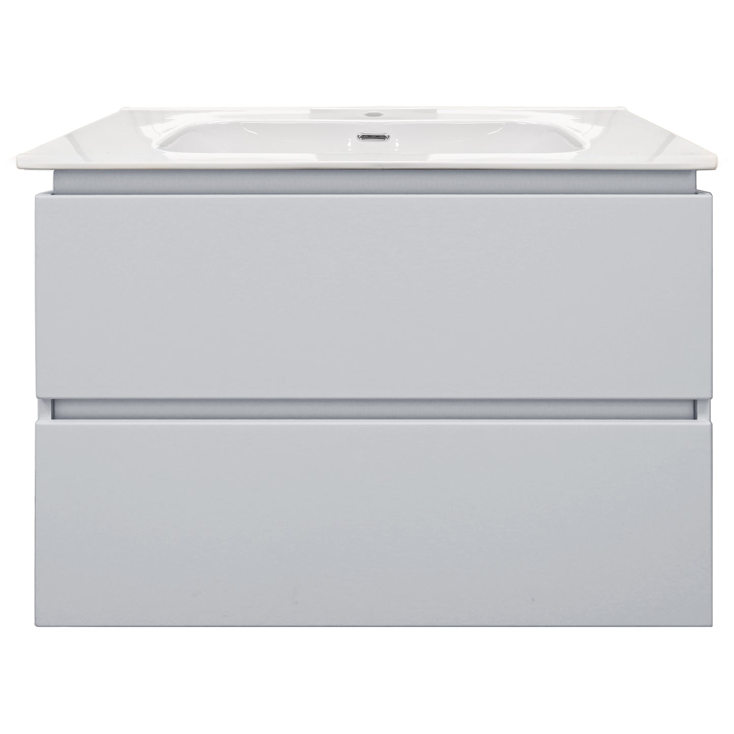 Baden Haus AVRIL Bathroom Vanity with Sink and 2 Smooth Closing Drawers, Matte Light Gray